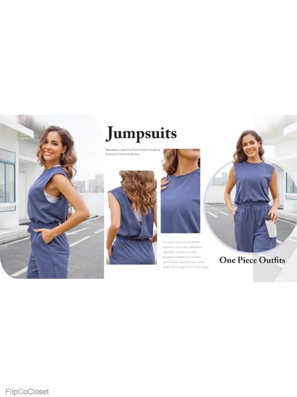 Women's Casual Cotton Blend Jumpsuit with Pockets